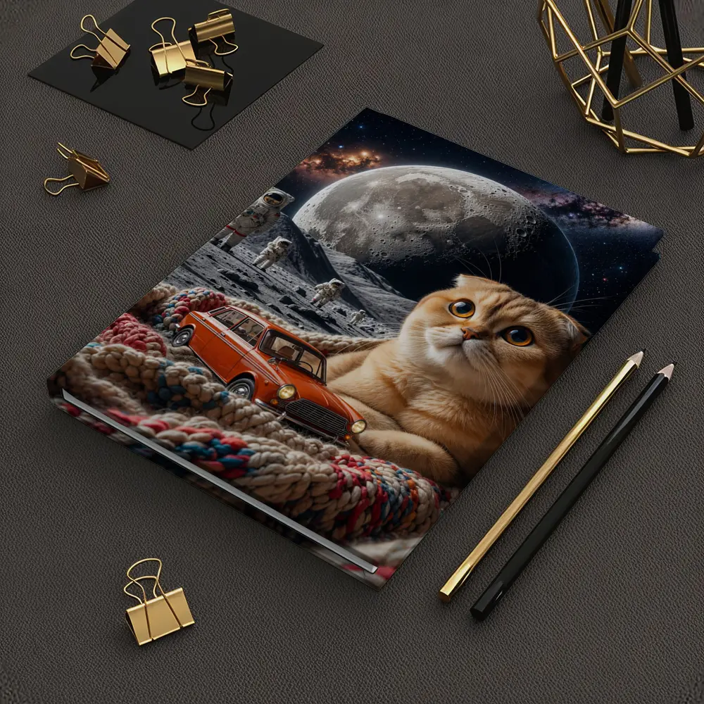 Scottish Fold Cat Moon Space Astronauts Scene – Notebooks