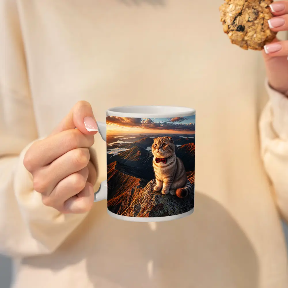 Scottish Fold Cat Mountain Sunset Landscape – Mugs