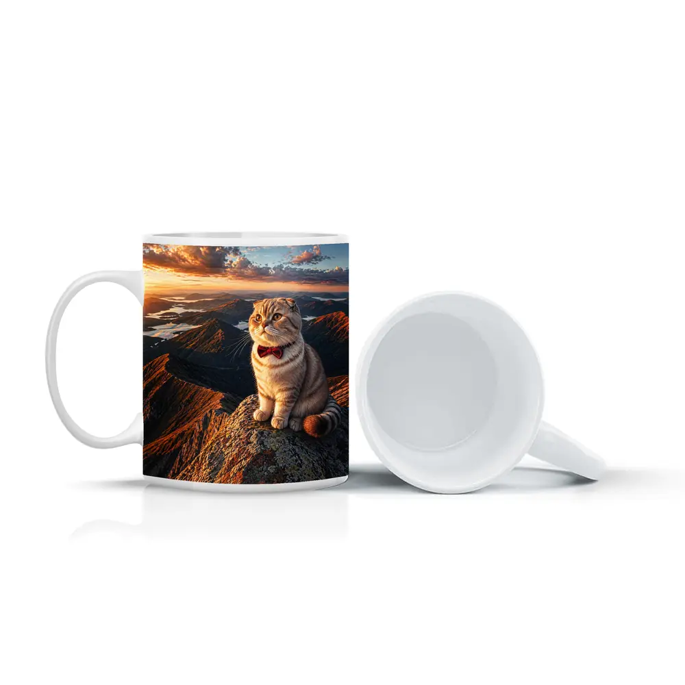 Scottish Fold Cat Mountain Sunset Landscape – Mugs
