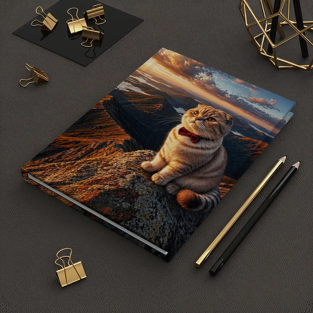 Scottish Fold Cat Mountain Sunset Landscape – Notebooks