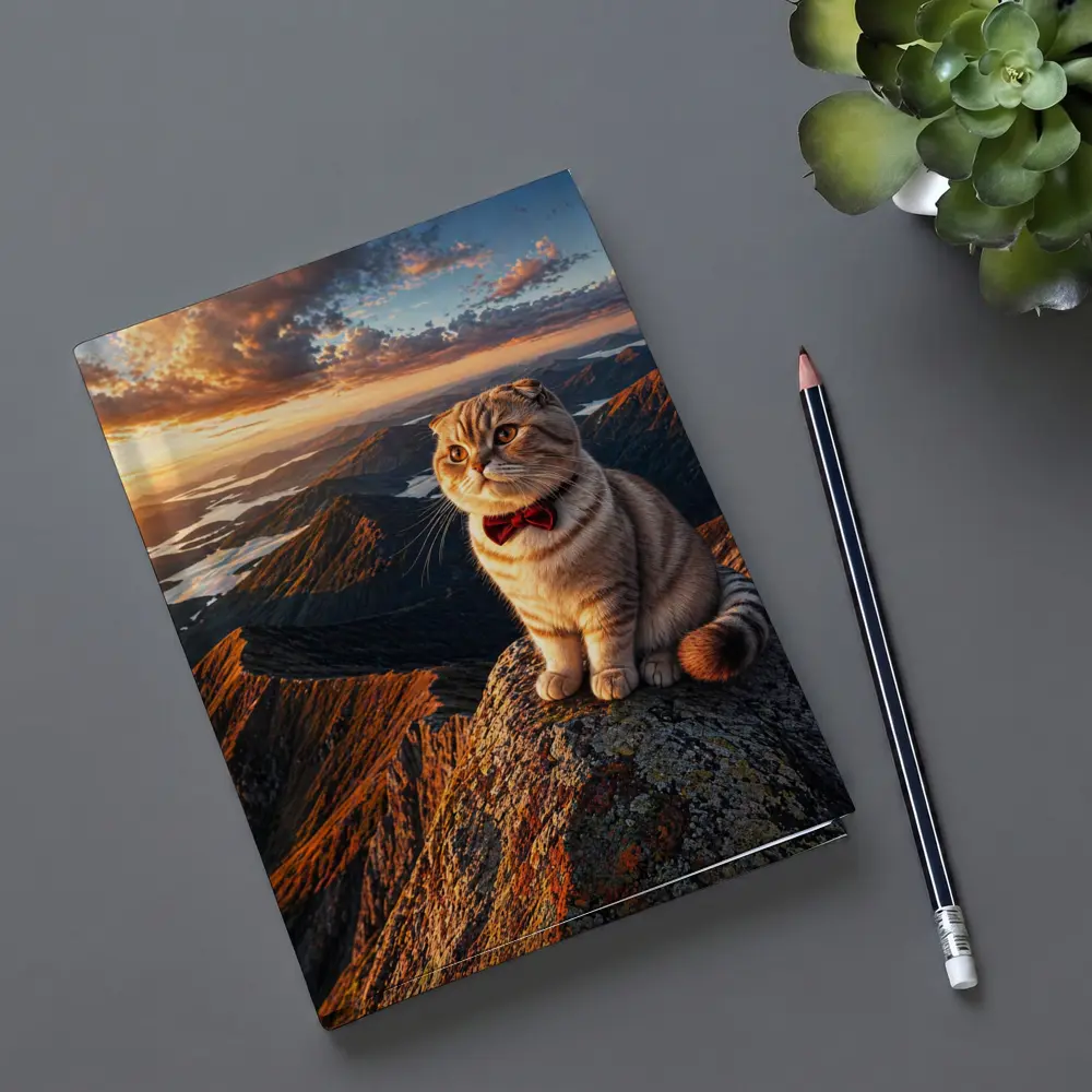 Scottish Fold Cat Mountain Sunset Landscape – Notebooks