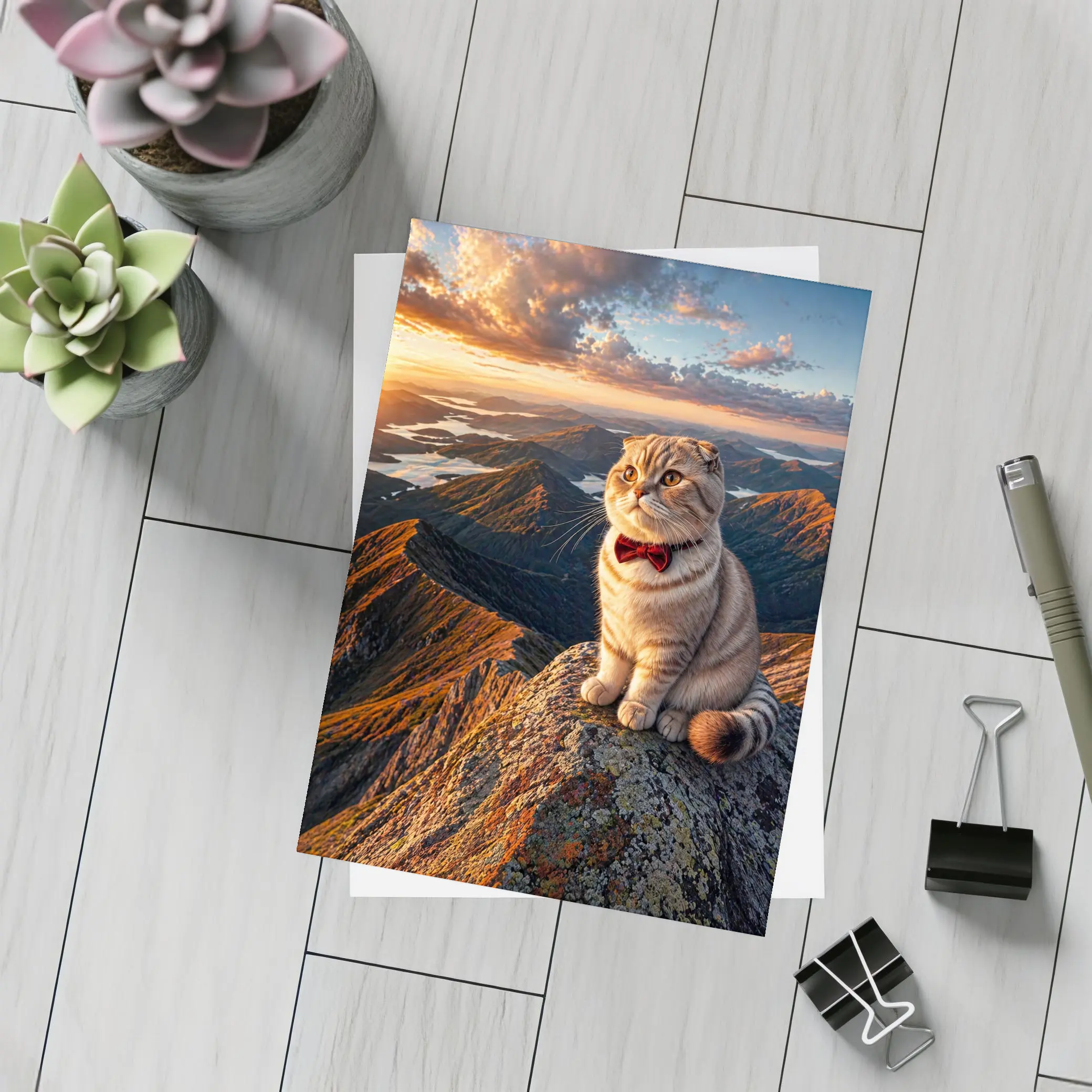 Scottish Fold Cat Mountain Sunset Landscape – Postcards