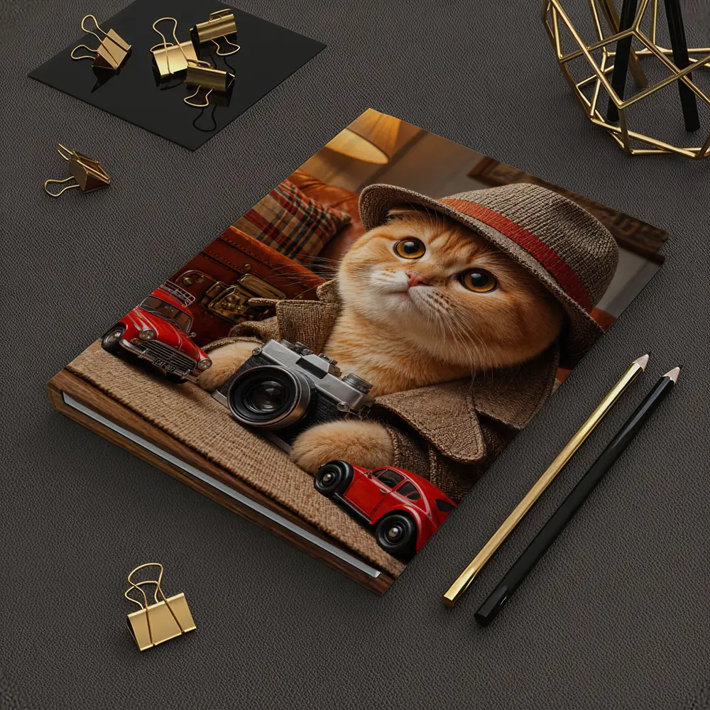 Scottish Fold Detective Cat Camera Retro Cars – Notebooks