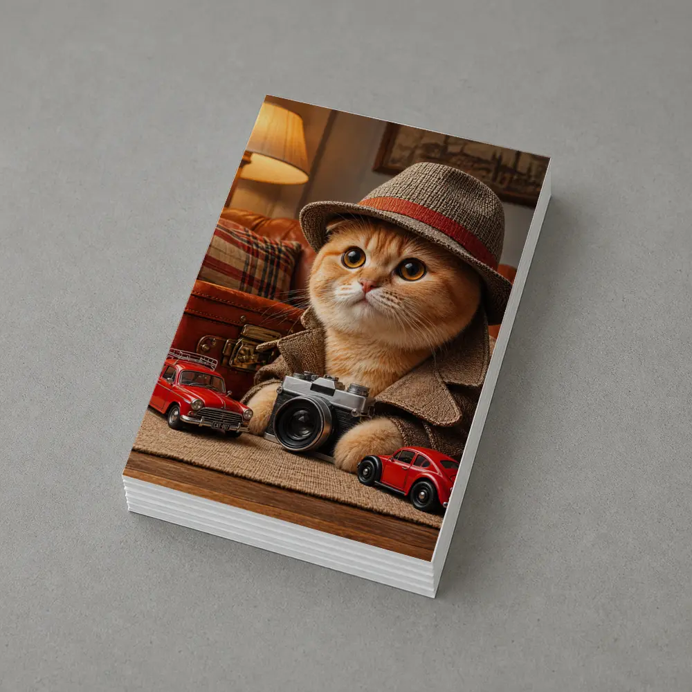 Scottish Fold Detective Cat Camera Retro Cars – Postcards