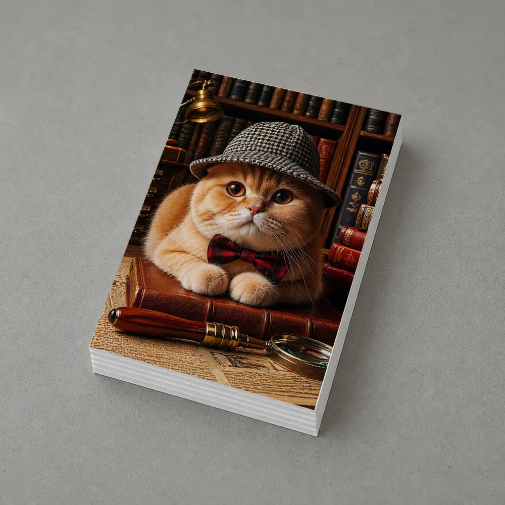 Scottish Fold Cat Detective Library Setting – Postcards