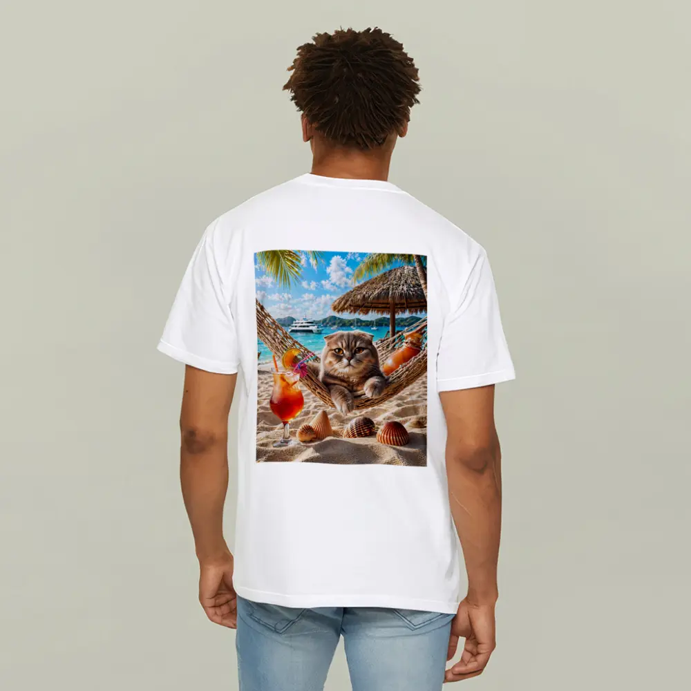 Scottish Fold Cat Relaxing Beach Hammock Cocktail – T-Shirts