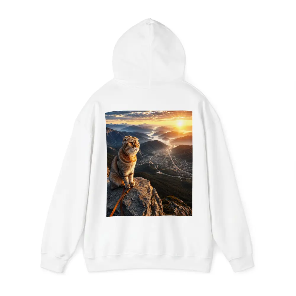 Scottish Fold Cat Mountain Summit Sunset View – Hoodies