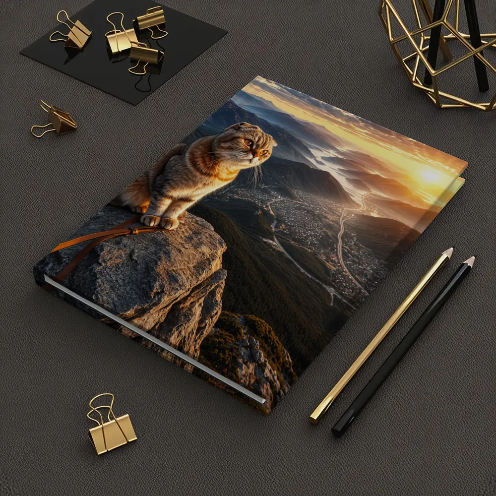 Scottish Fold Cat Mountain Summit Sunset View – Notebooks
