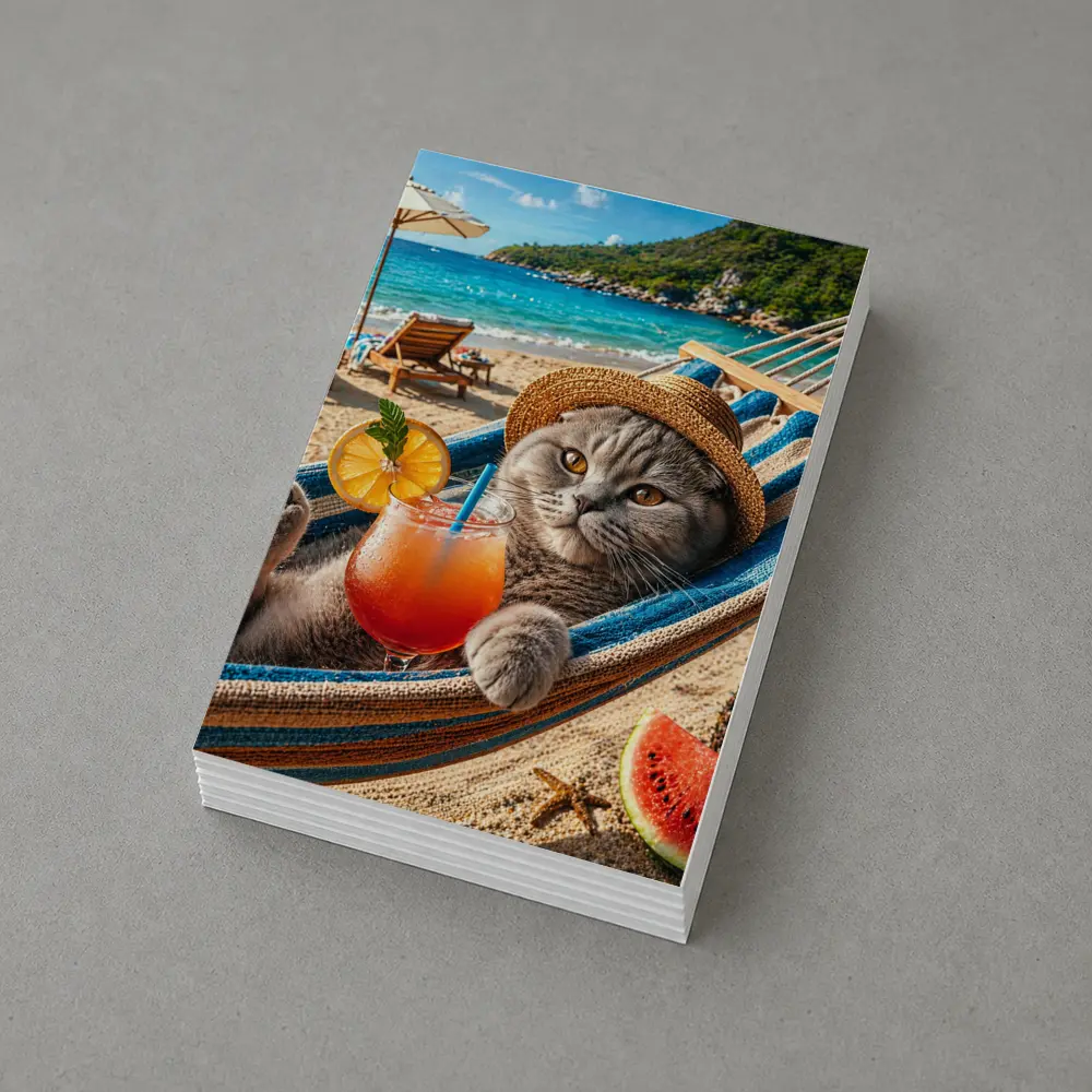 Scottish Fold Cat Relaxing Beach Hammock Cocktail – Postcards