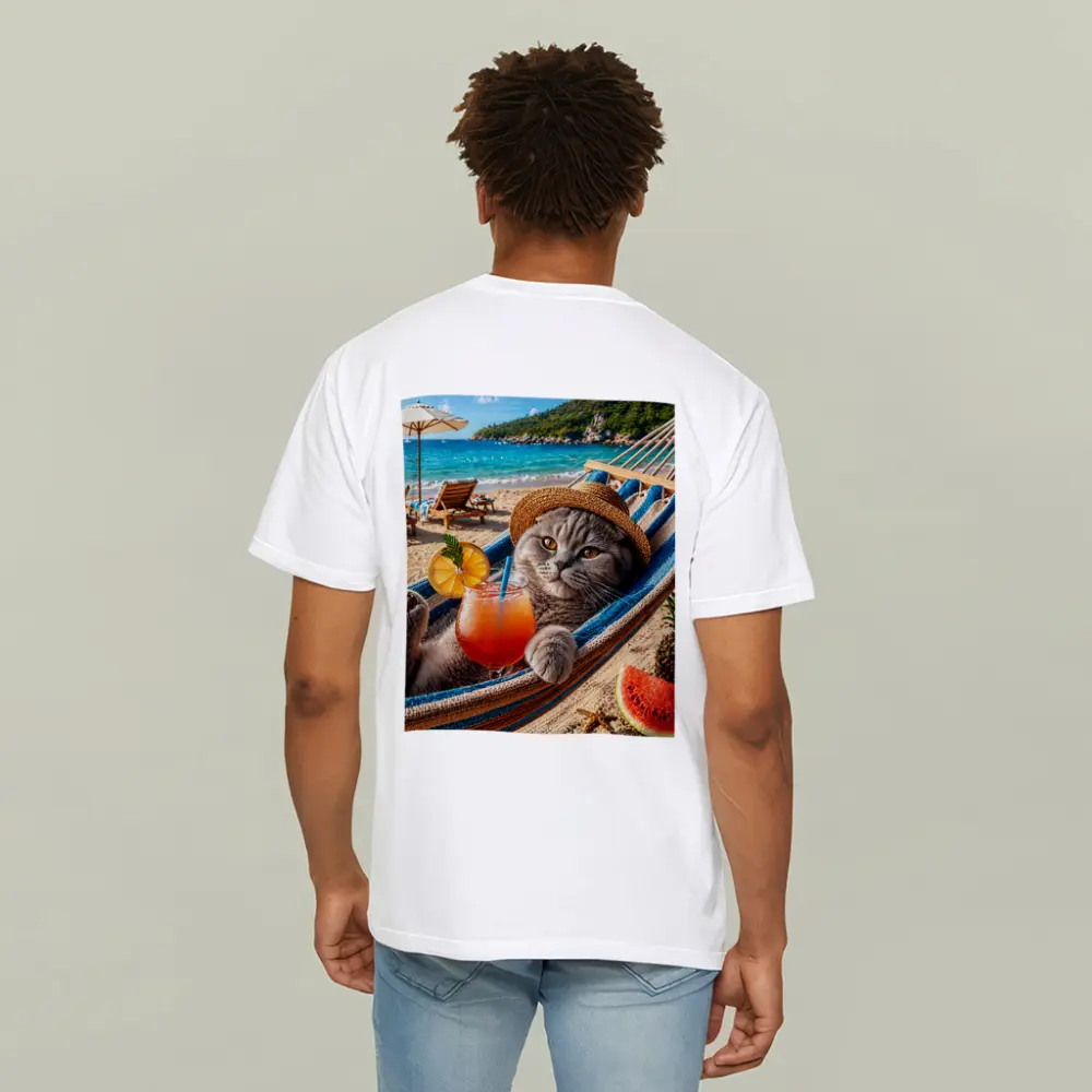Scottish Fold Cat Relaxing Beach Hammock Cocktail – T-Shirts
