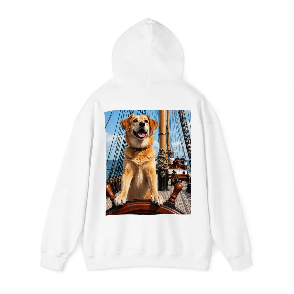 Golden Retriever Captain Steering Tall Ship – Hoodies