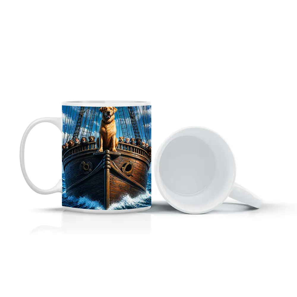 Golden Retriever Captain On Sailing Ship Ocean – Mugs