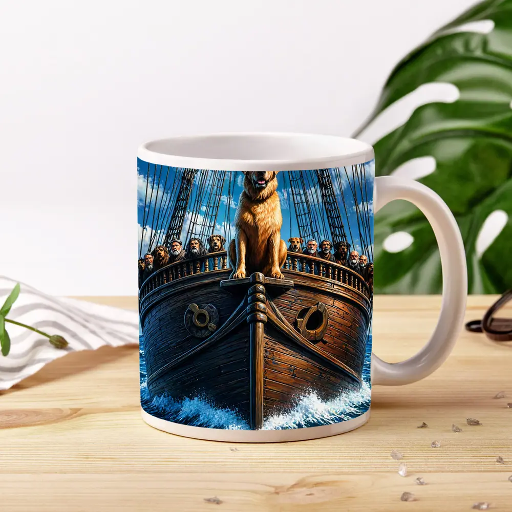 Golden Retriever Captain On Sailing Ship Ocean – Mugs