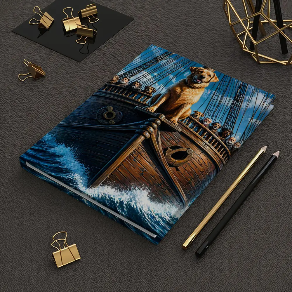 Golden Retriever Captain On Sailing Ship Ocean – Notebooks