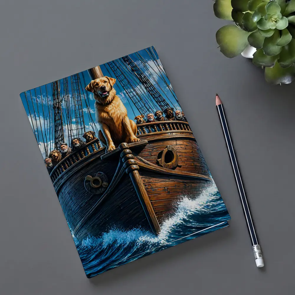 Golden Retriever Captain On Sailing Ship Ocean – Notebooks