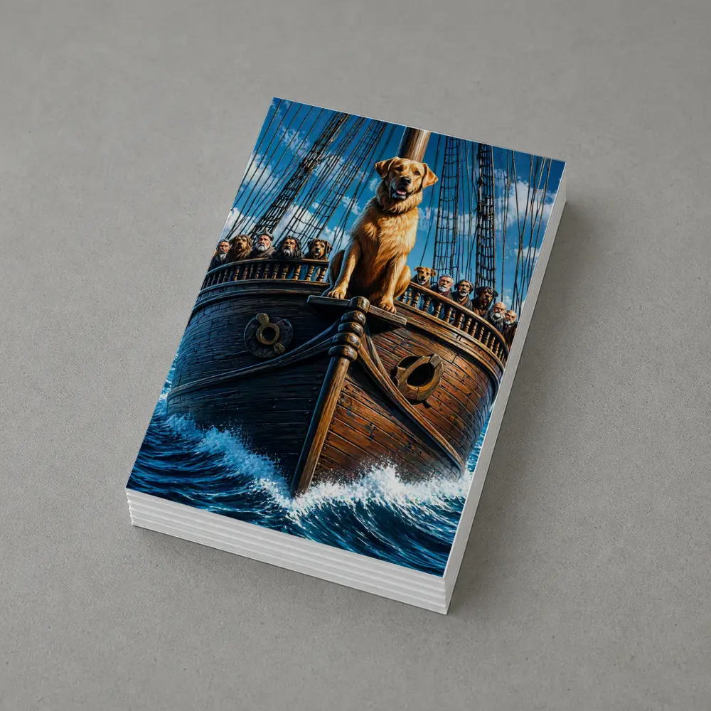 Golden Retriever Captain On Sailing Ship Ocean – Postcards