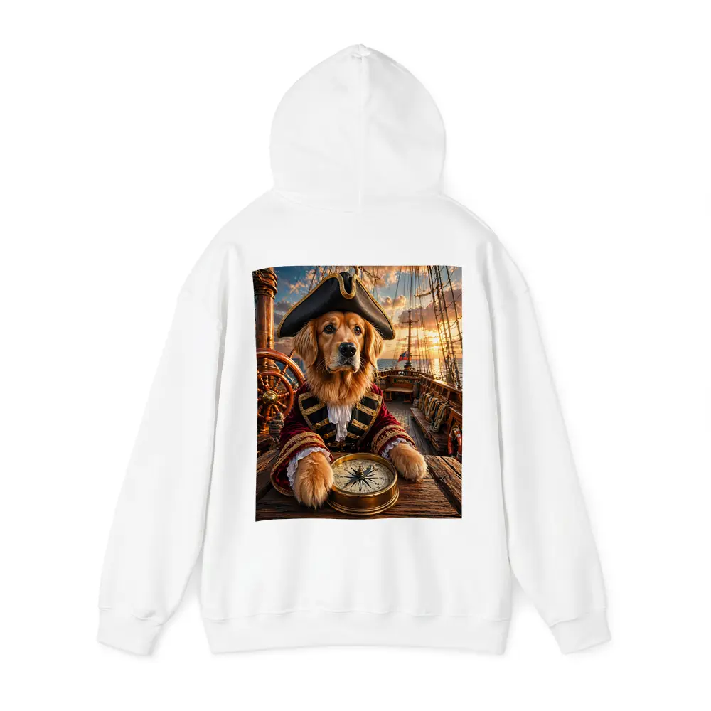 Golden Retriever Pirate Captain On Ship Deck – Hoodies