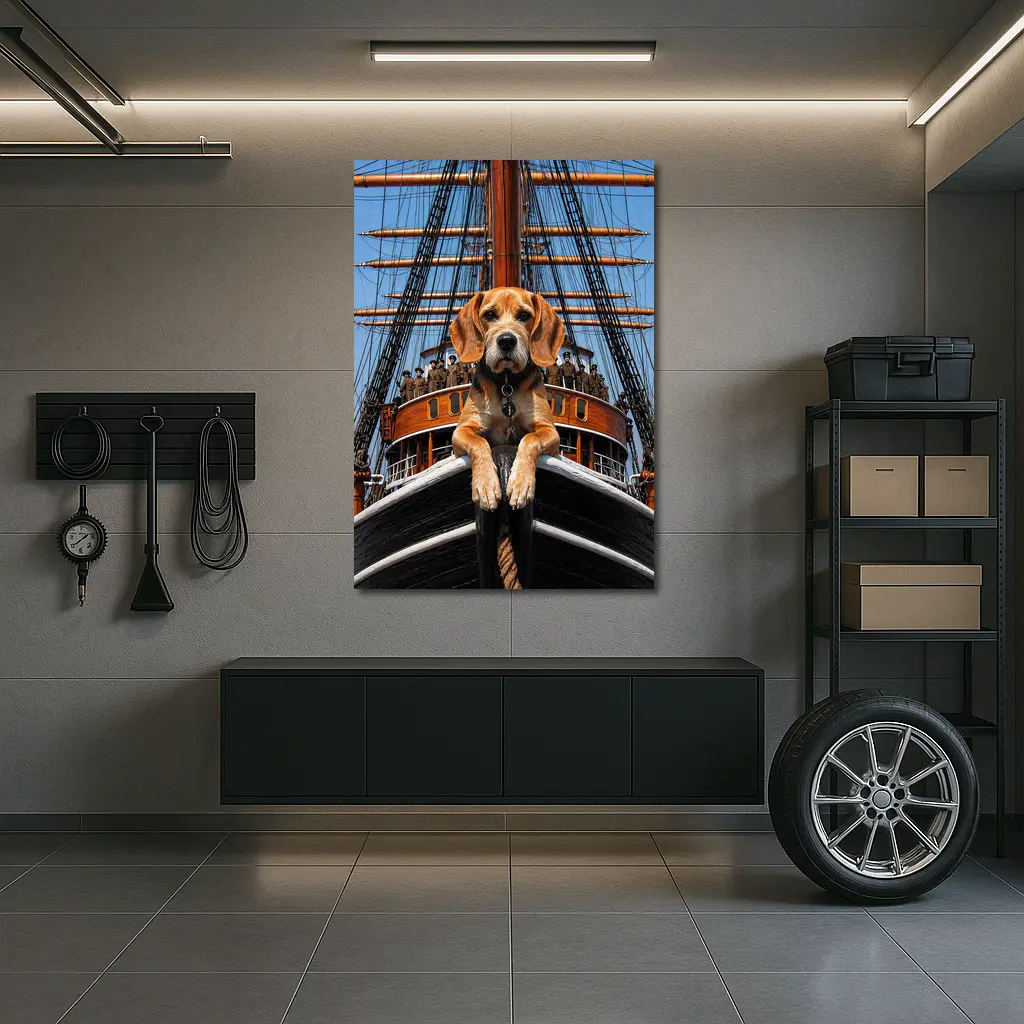 Beagle Dog On Historical Sailing Ship – Wall Art