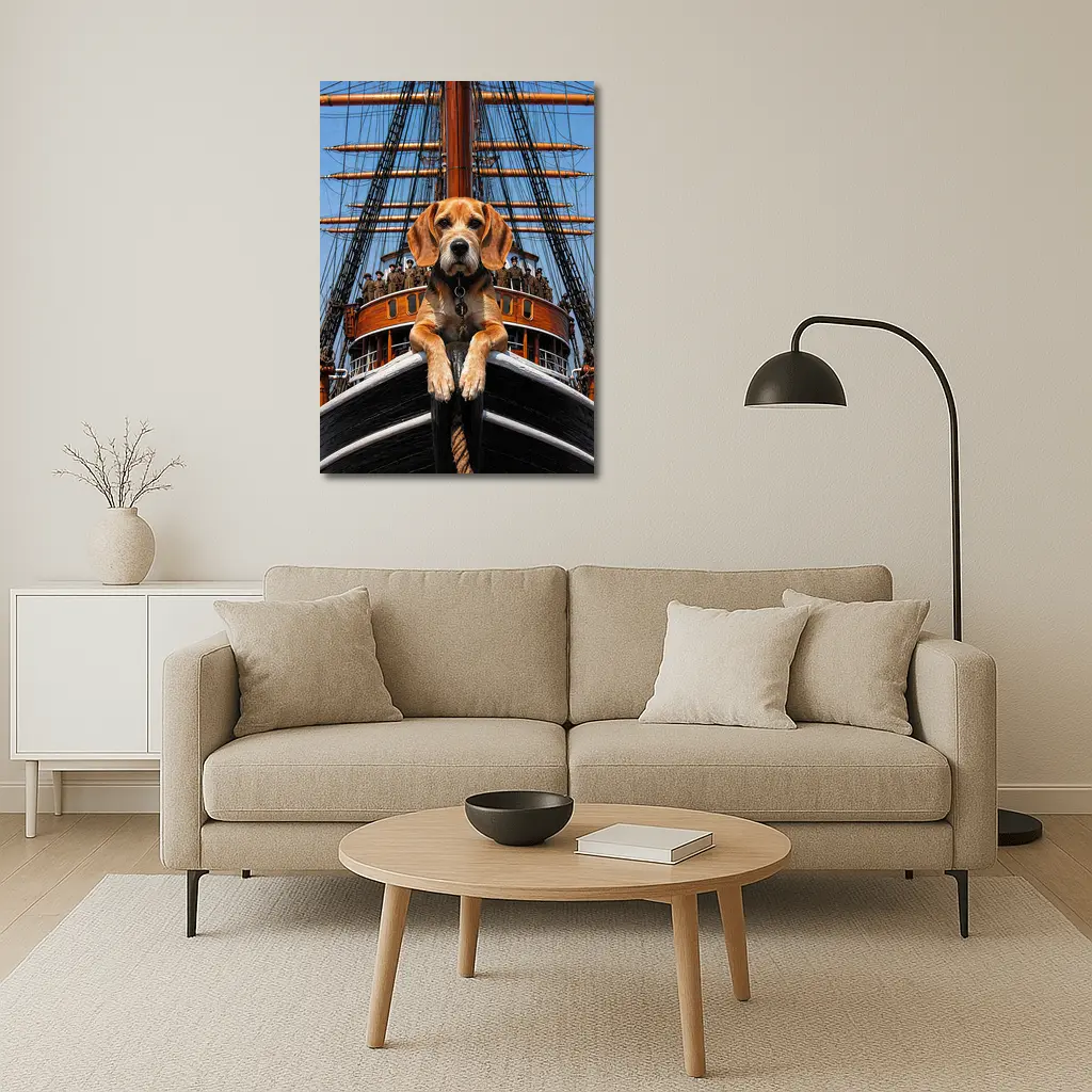 Beagle Dog On Historical Sailing Ship – Wall Art