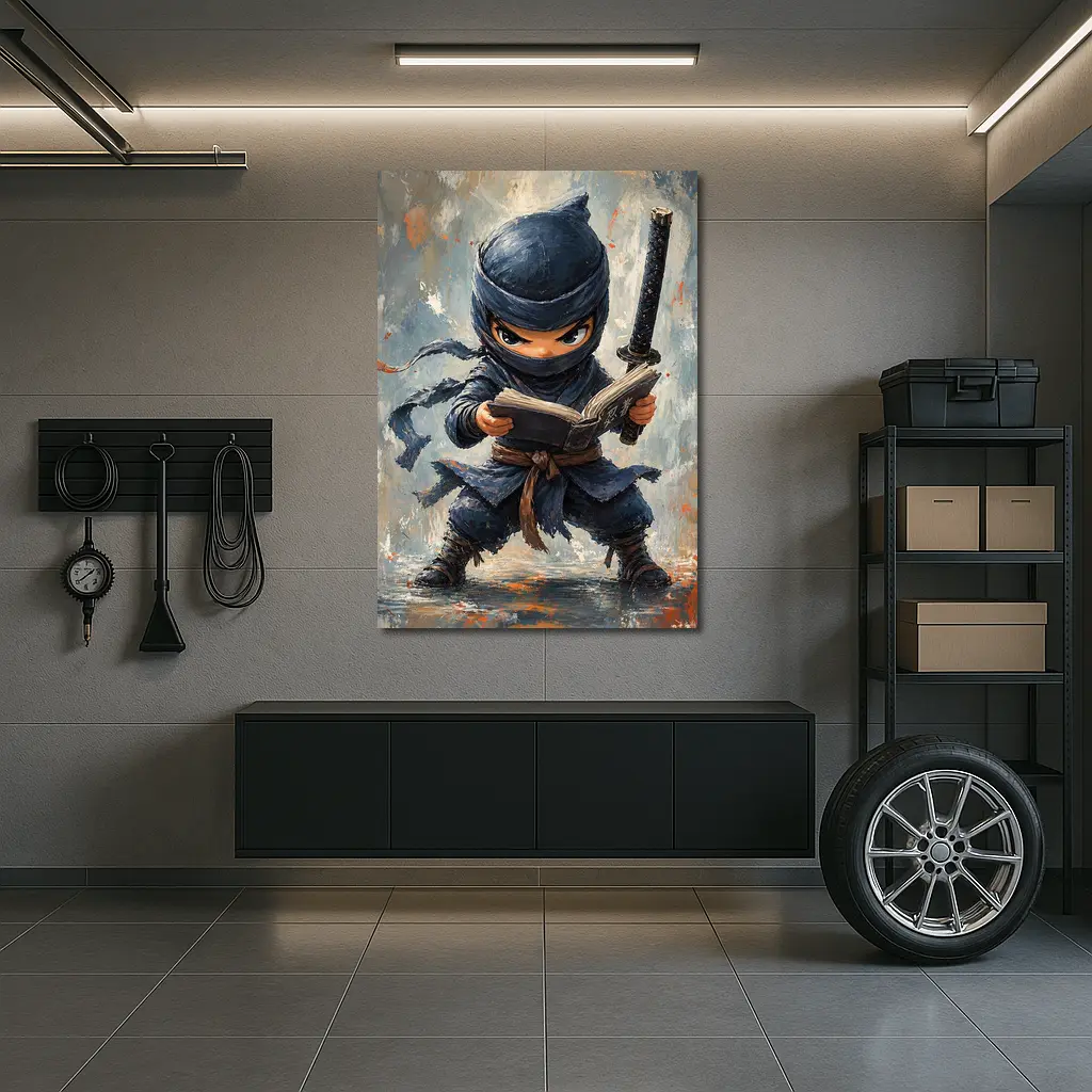 Little Ninja Reading Book With Katana – Wall Art
