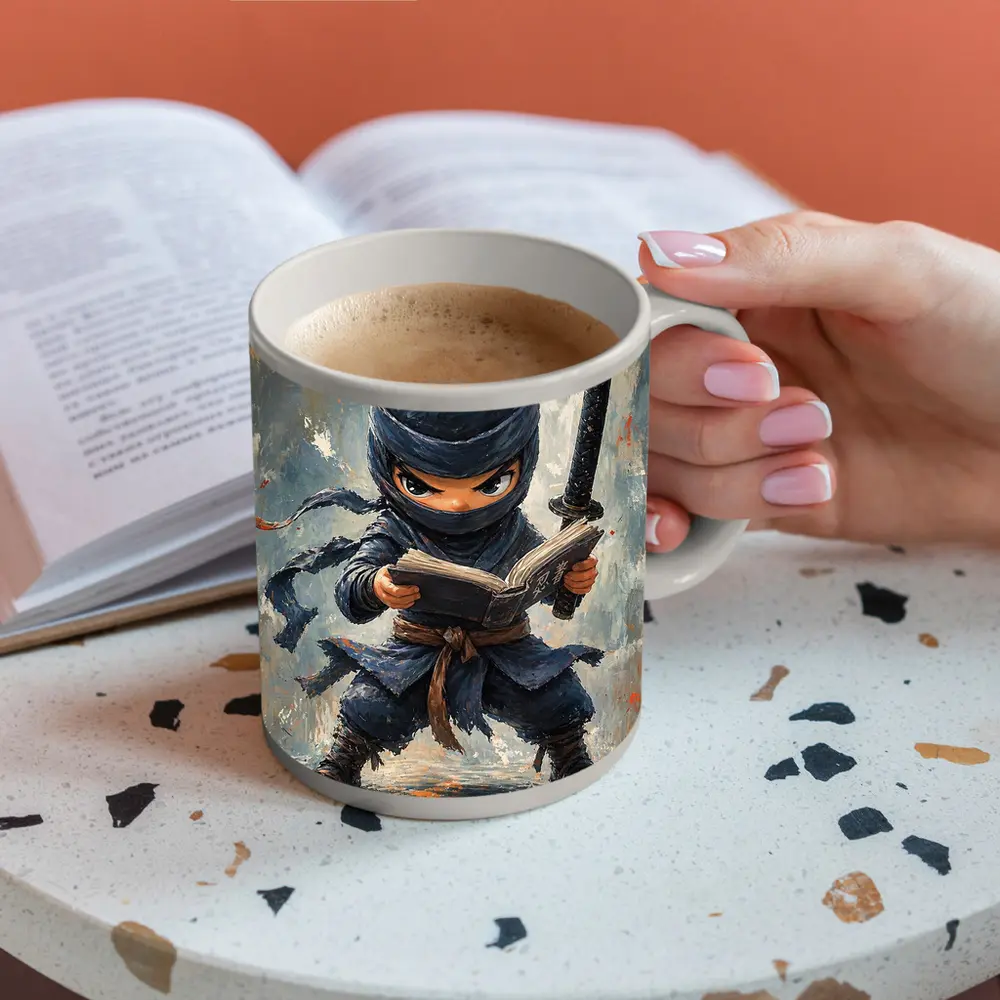 Little Ninja Reading Book With Katana – Mugs