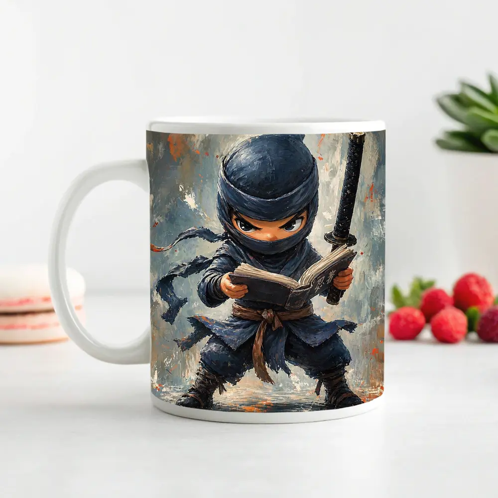 Little Ninja Reading Book With Katana – Mugs