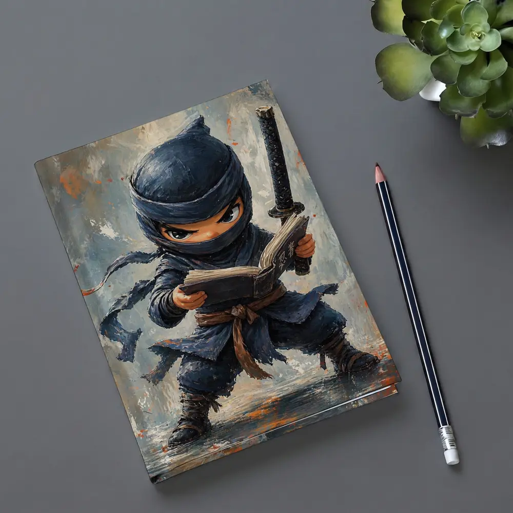 Little Ninja Reading Book With Katana – Notebooks