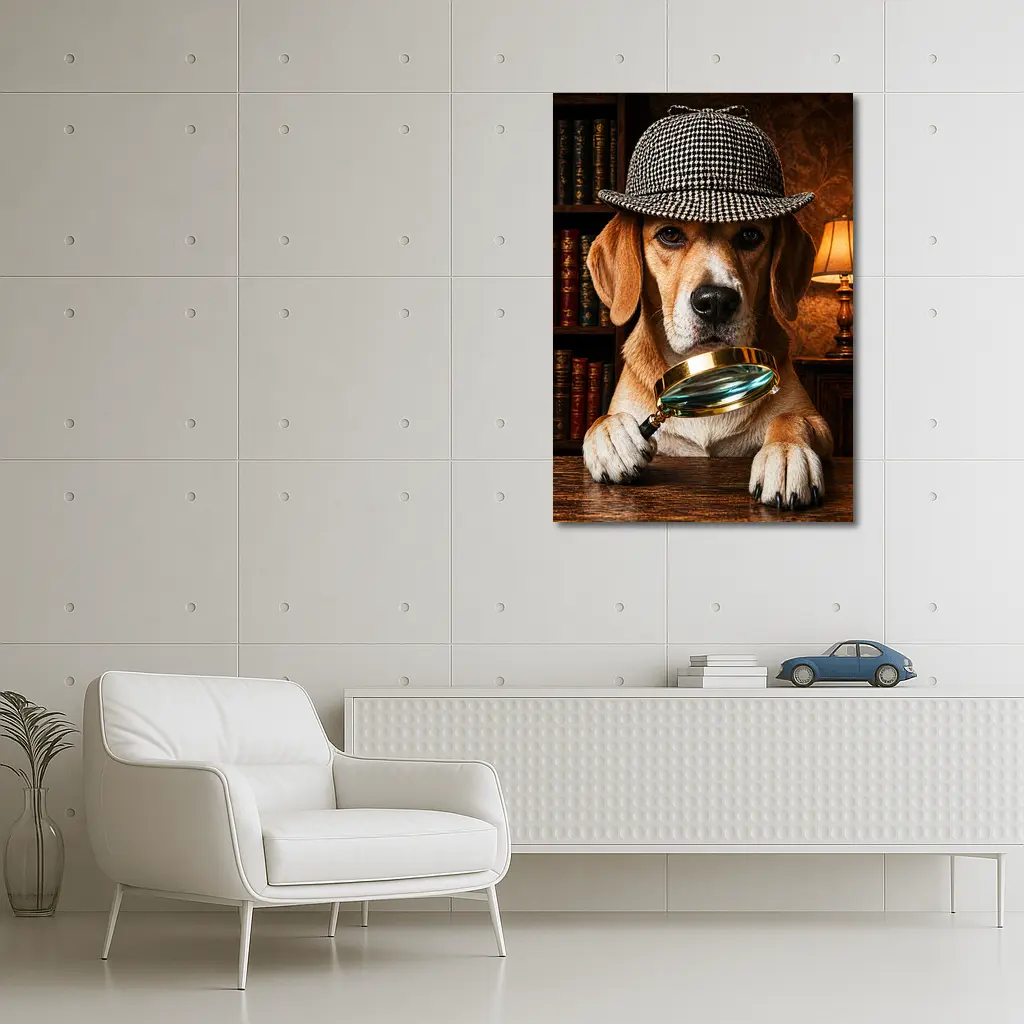 Beagle Detective Dog Library Magnifying Glass – Wall Art