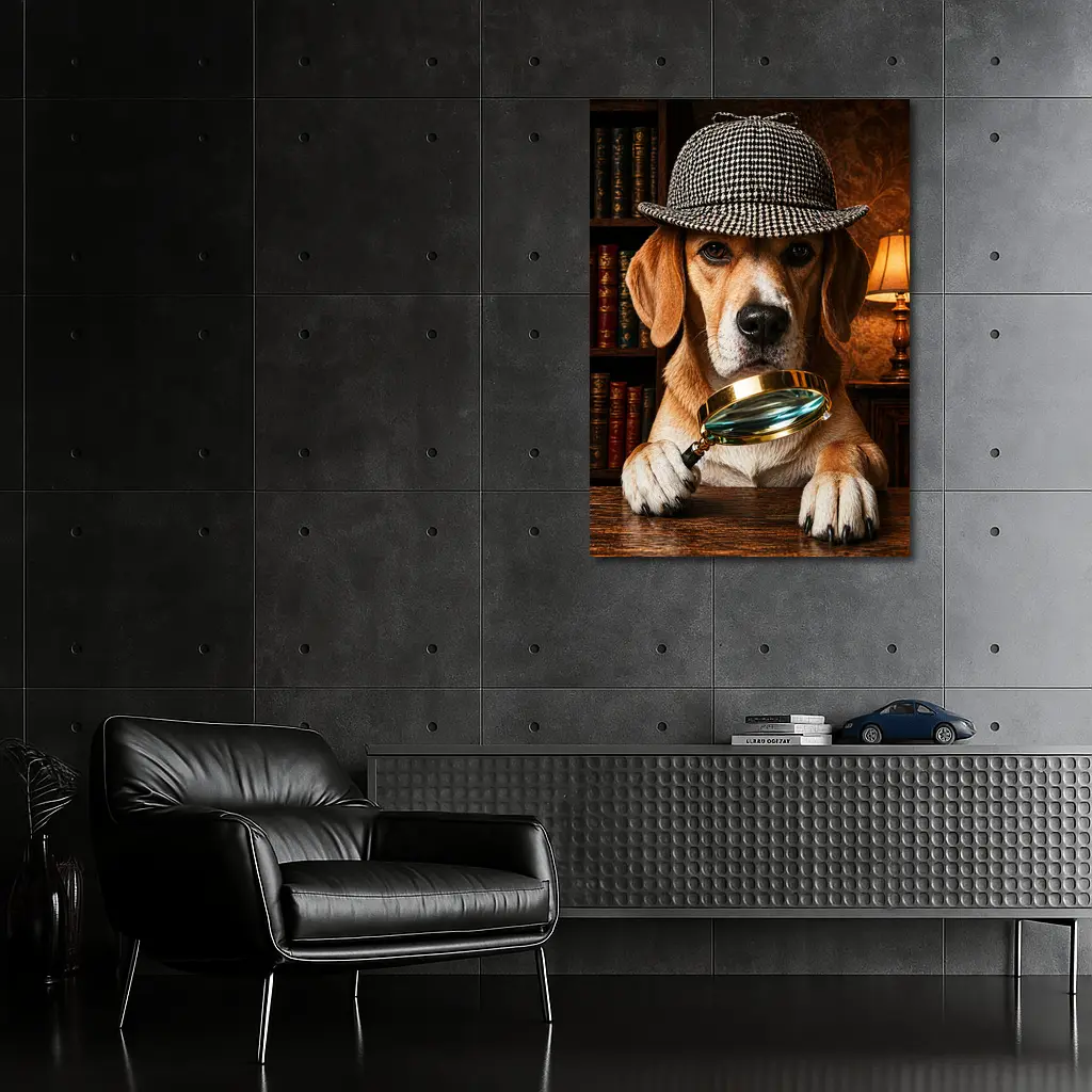 Beagle Detective Dog Library Magnifying Glass – Wall Art