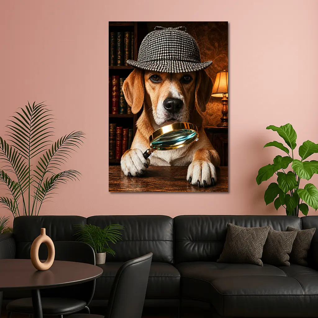 Beagle Detective Dog Library Magnifying Glass – Wall Art