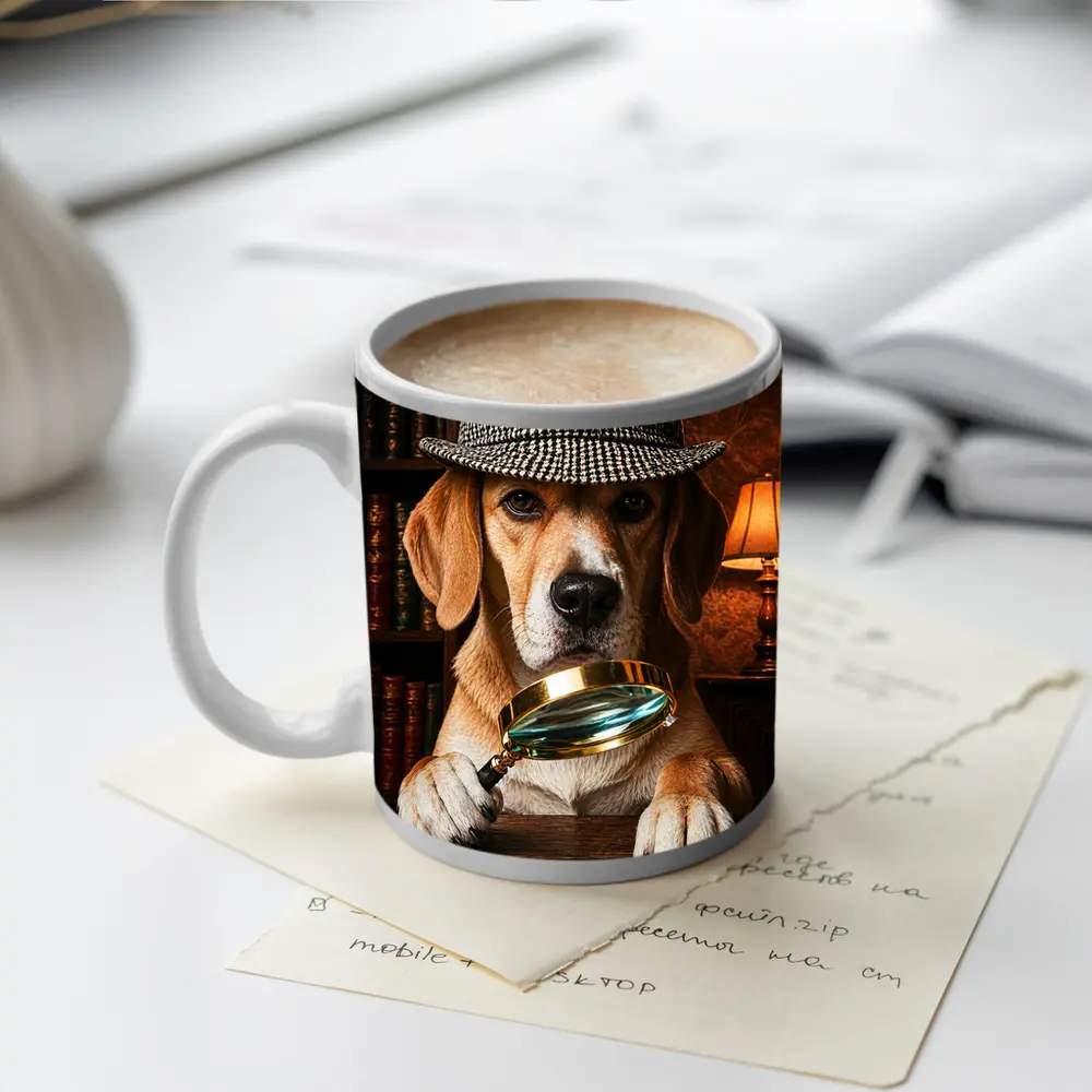 Beagle Detective Dog Library Magnifying Glass – Mugs