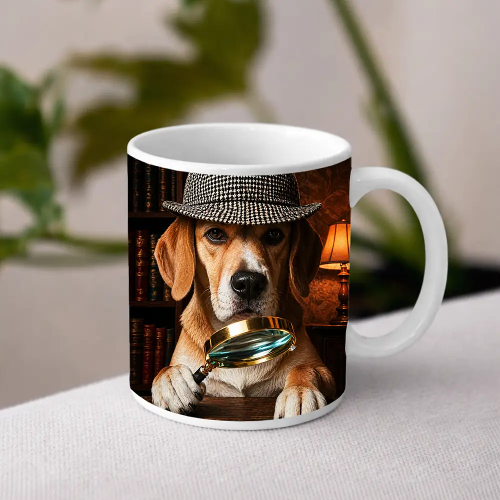 Beagle Detective Dog Library Magnifying Glass – Mugs