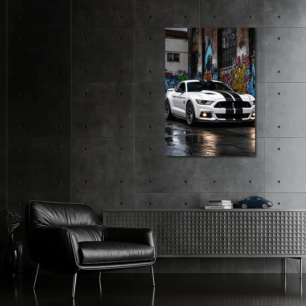 Ford Mustang Shelby GT500 White Graffiti Street – Wall Art