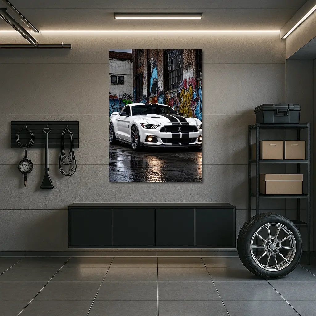 Ford Mustang Shelby GT500 White Graffiti Street – Wall Art