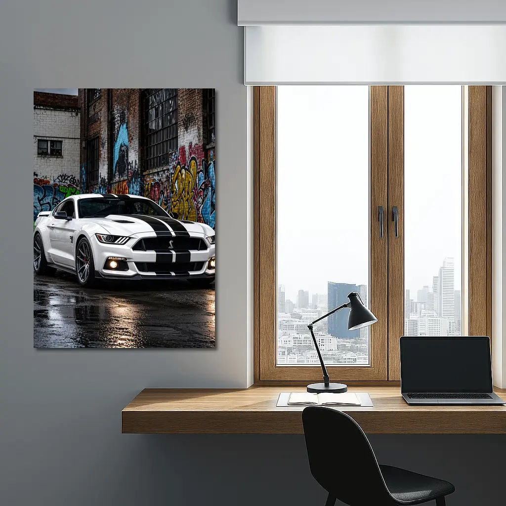 Ford Mustang Shelby GT500 White Graffiti Street – Wall Art