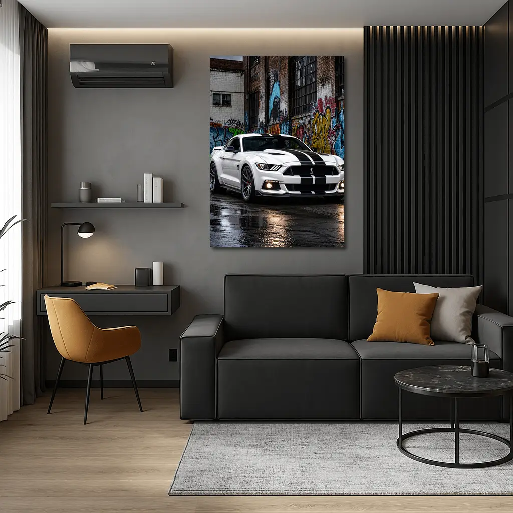 Ford Mustang Shelby GT500 White Graffiti Street – Wall Art