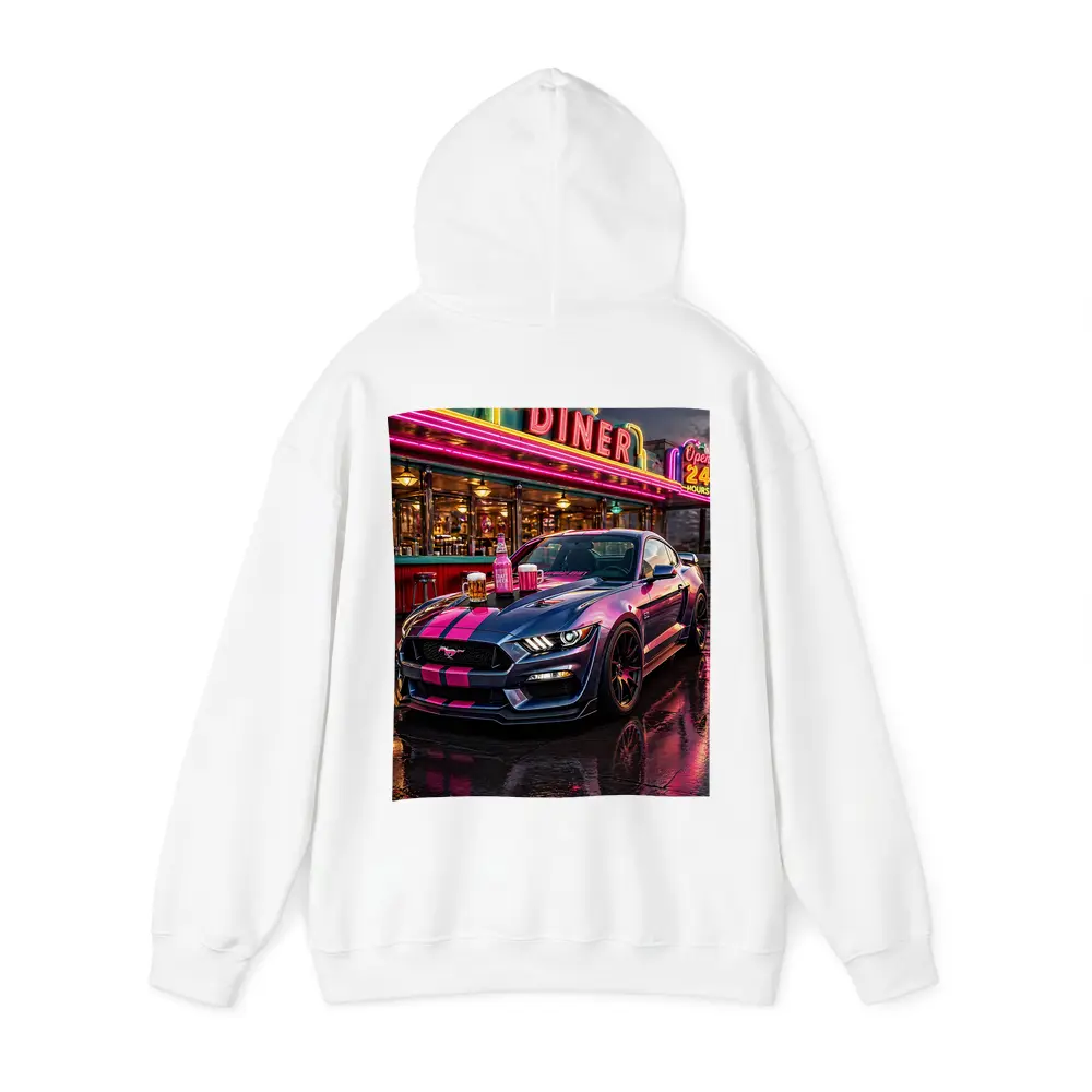 Ford Mustang Shelby Pink Neon Diner Night – Hoodies