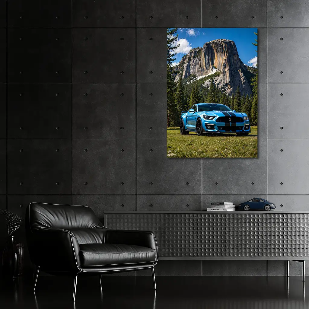 Ford Mustang Shelby GT500 Blue Mountain Forest – Wall Art