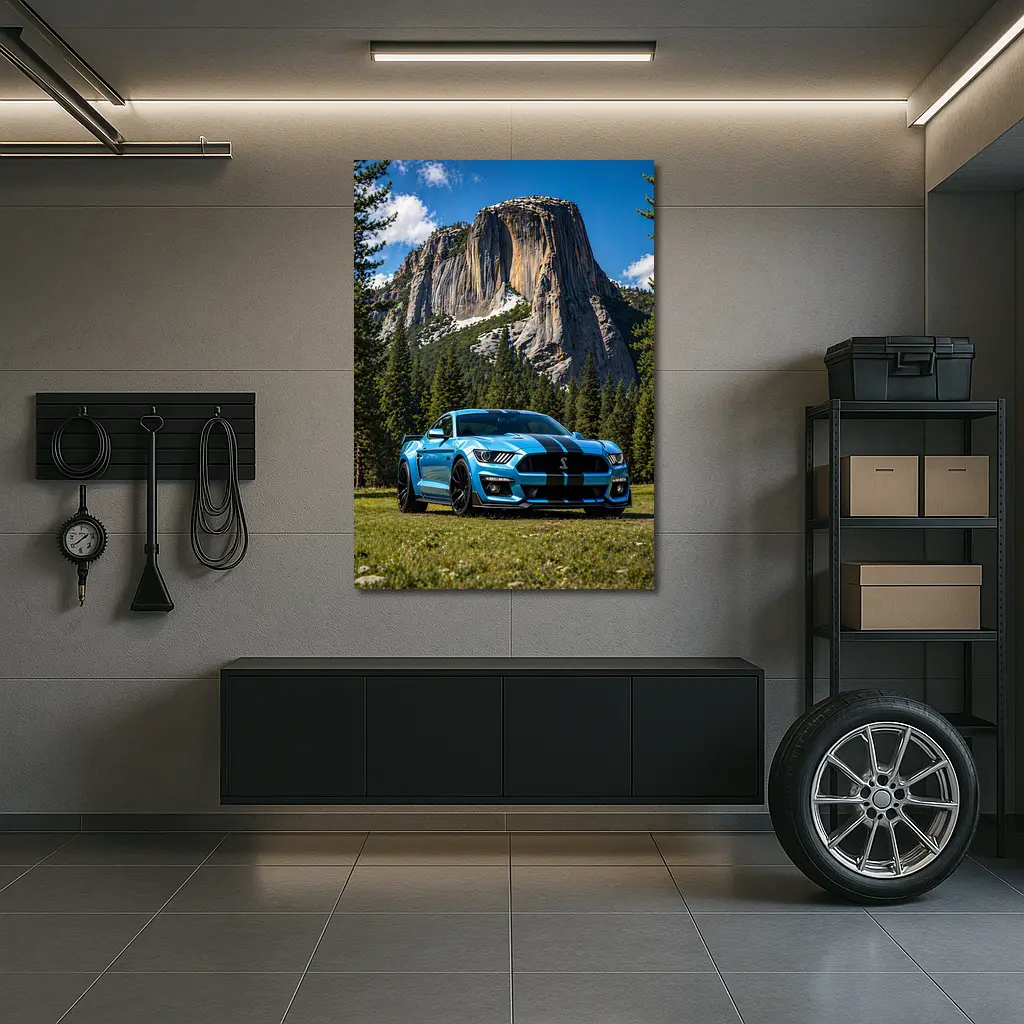 Ford Mustang Shelby GT500 Blue Mountain Forest – Wall Art