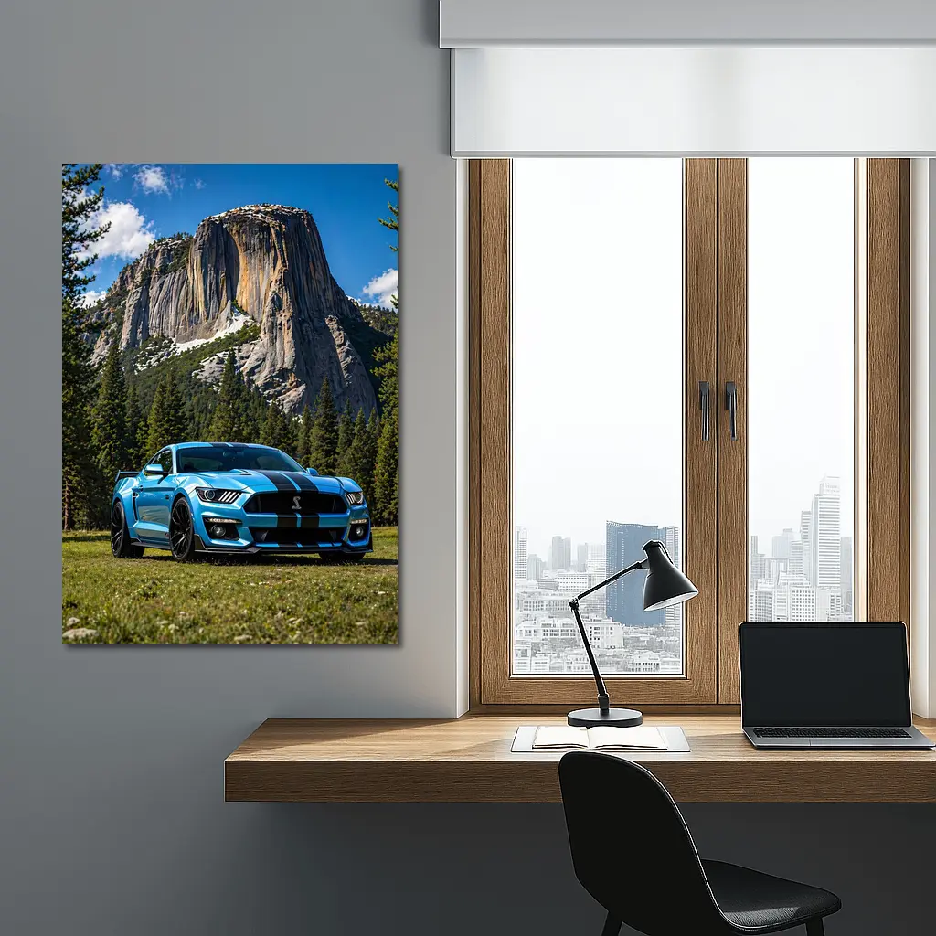 Ford Mustang Shelby GT500 Blue Mountain Forest – Wall Art