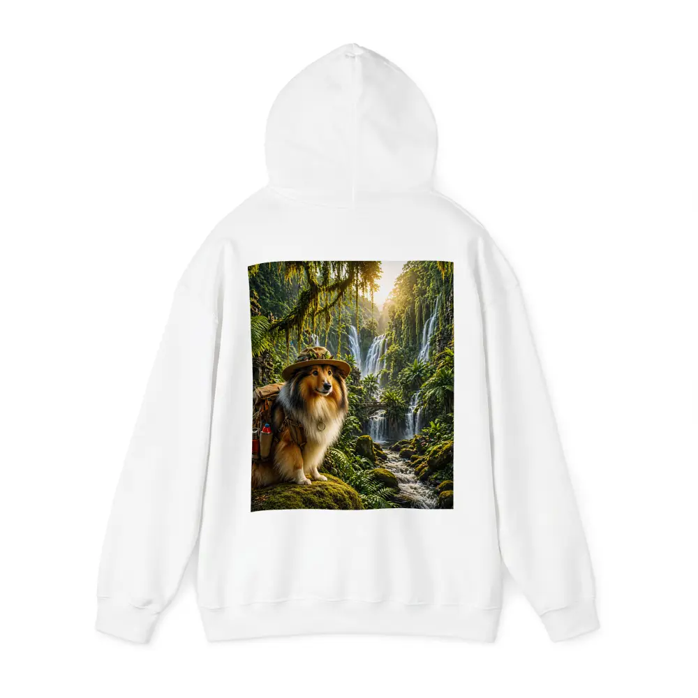 Collie Explorer Dog Jungle Waterfall Adventure – Hoodies