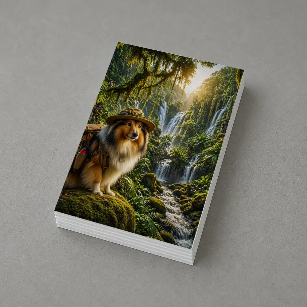 Collie Explorer Dog Jungle Waterfall Adventure – Postcards