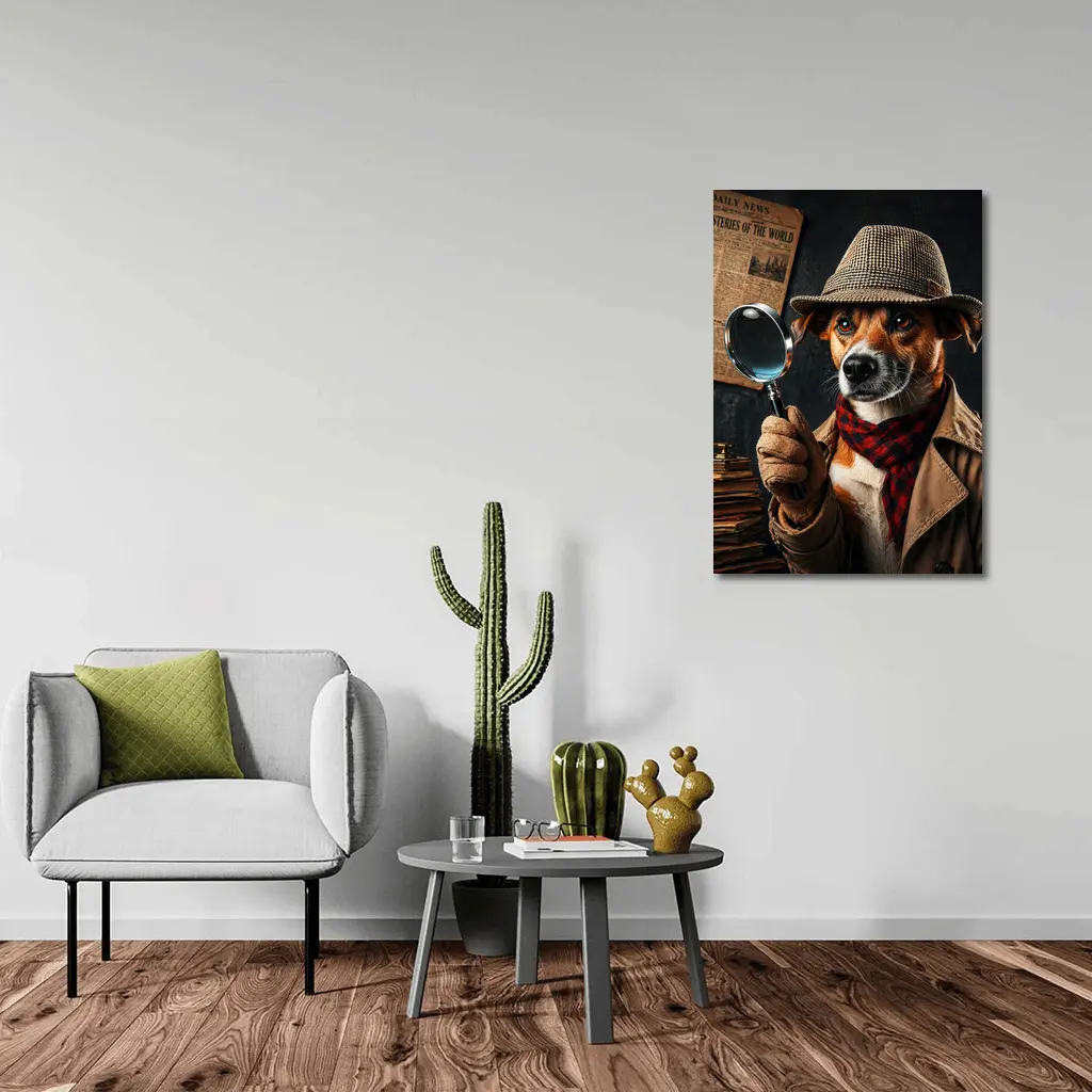 Jack Russell Terrier Detective Dog Newspaper – Wall Art