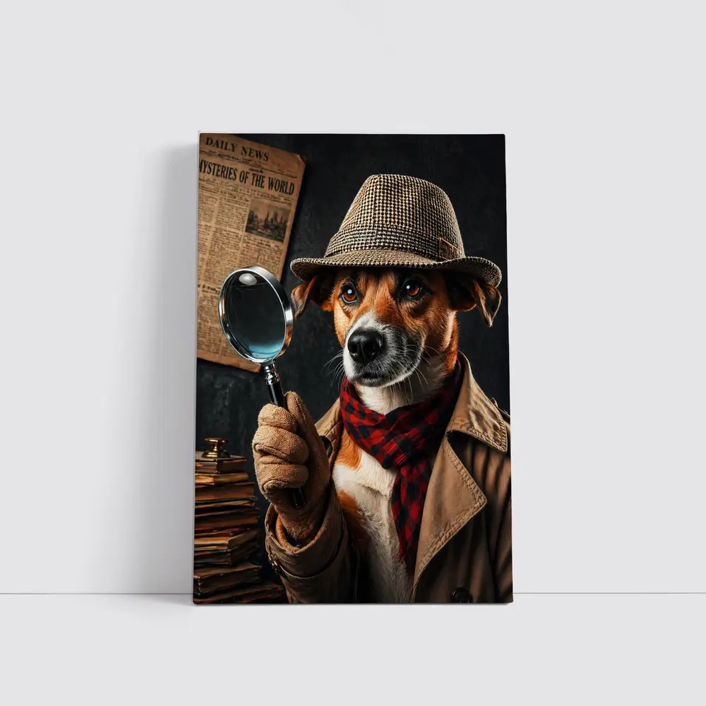 Jack Russell Terrier Detective Dog Newspaper – Wall Art
