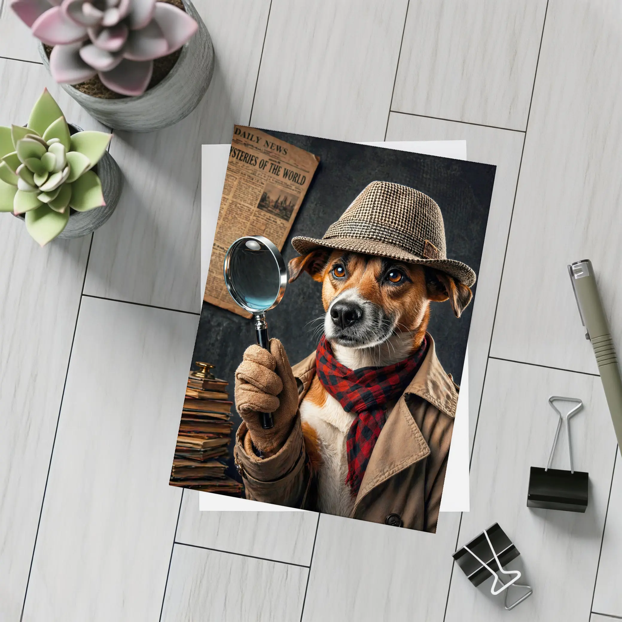 Jack Russell Terrier Detective Dog Newspaper – Postcards