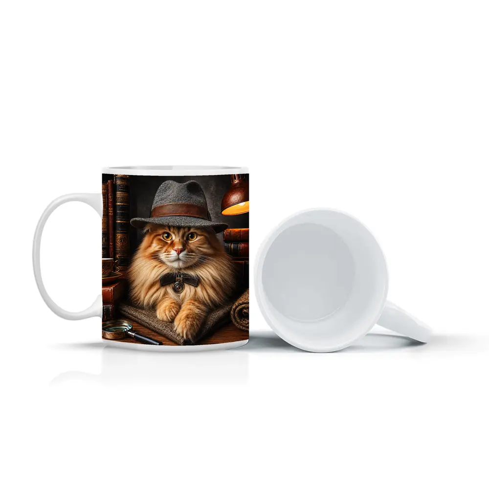 Detective Maine Coon Cat Library Books – Mugs
