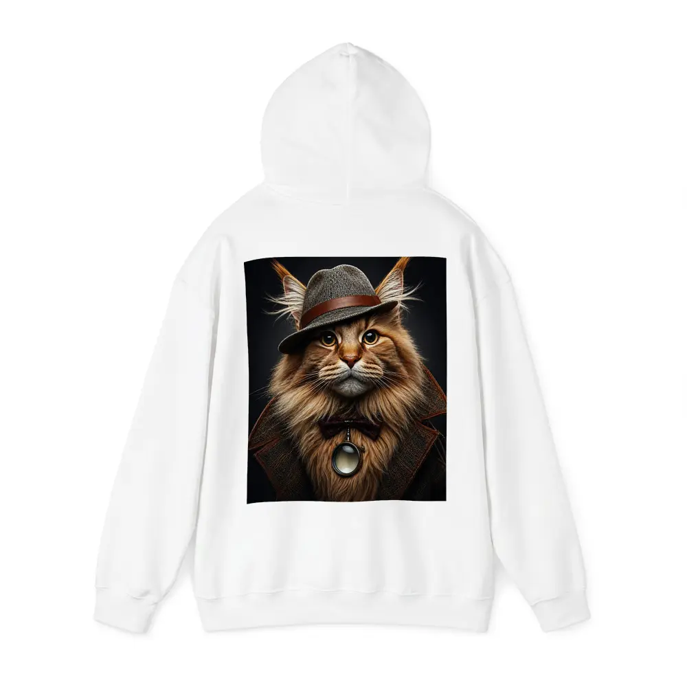 Detective Maine Coon Cat Dark Background Portrait – Hoodies