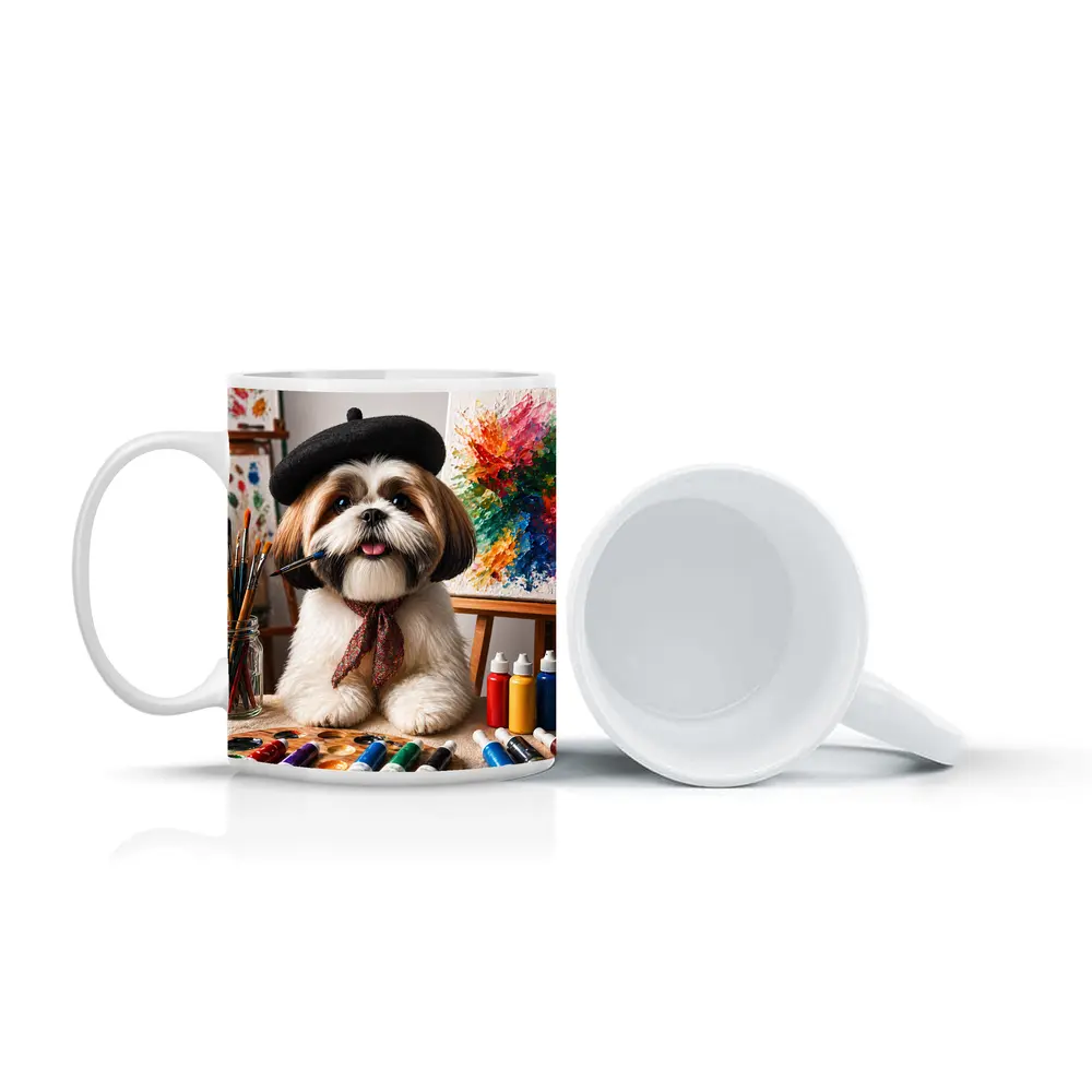 Shih Tzu Artist Painting Colorful Canvas Studio – Mugs