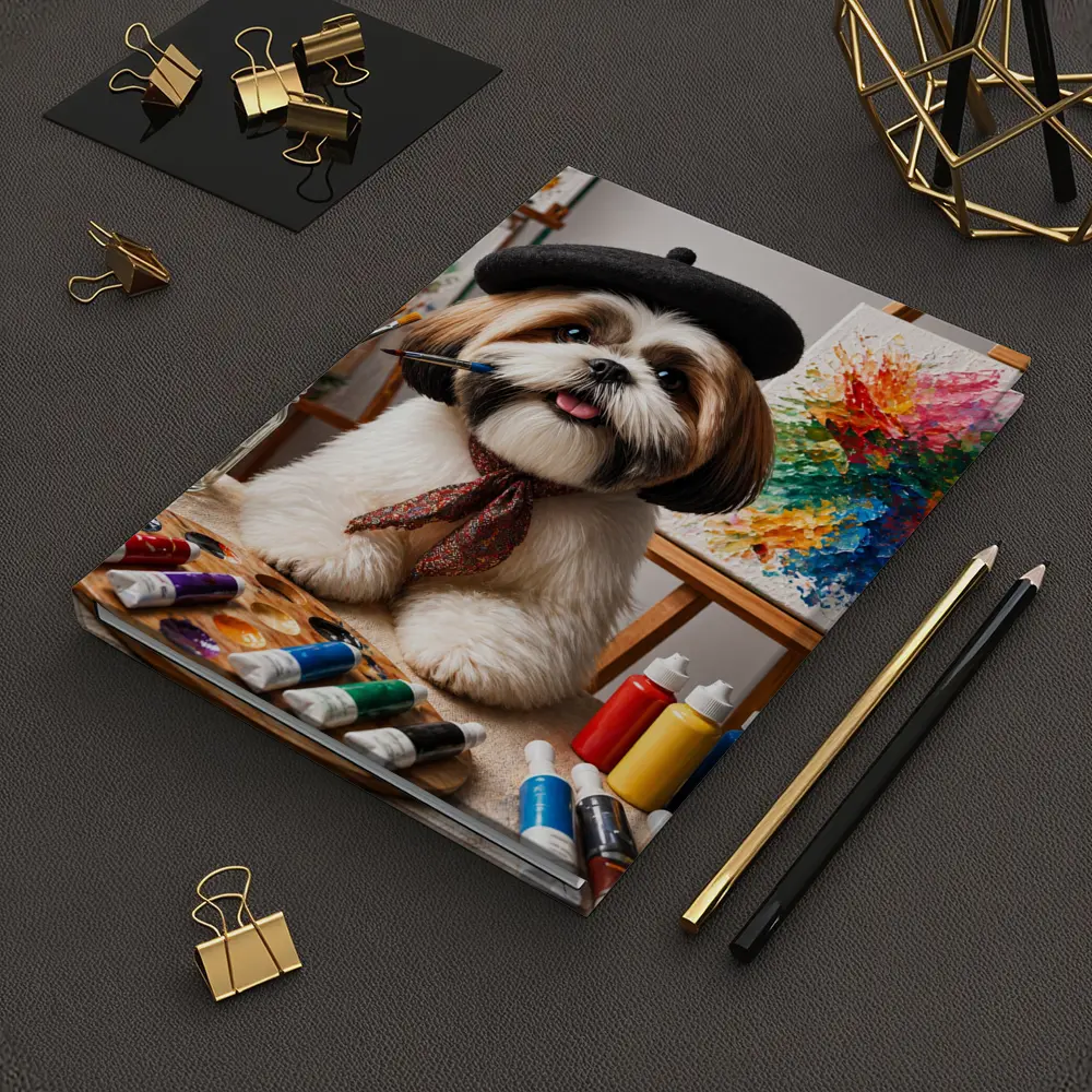 Shih Tzu Artist Painting Colorful Canvas Studio – Notebooks