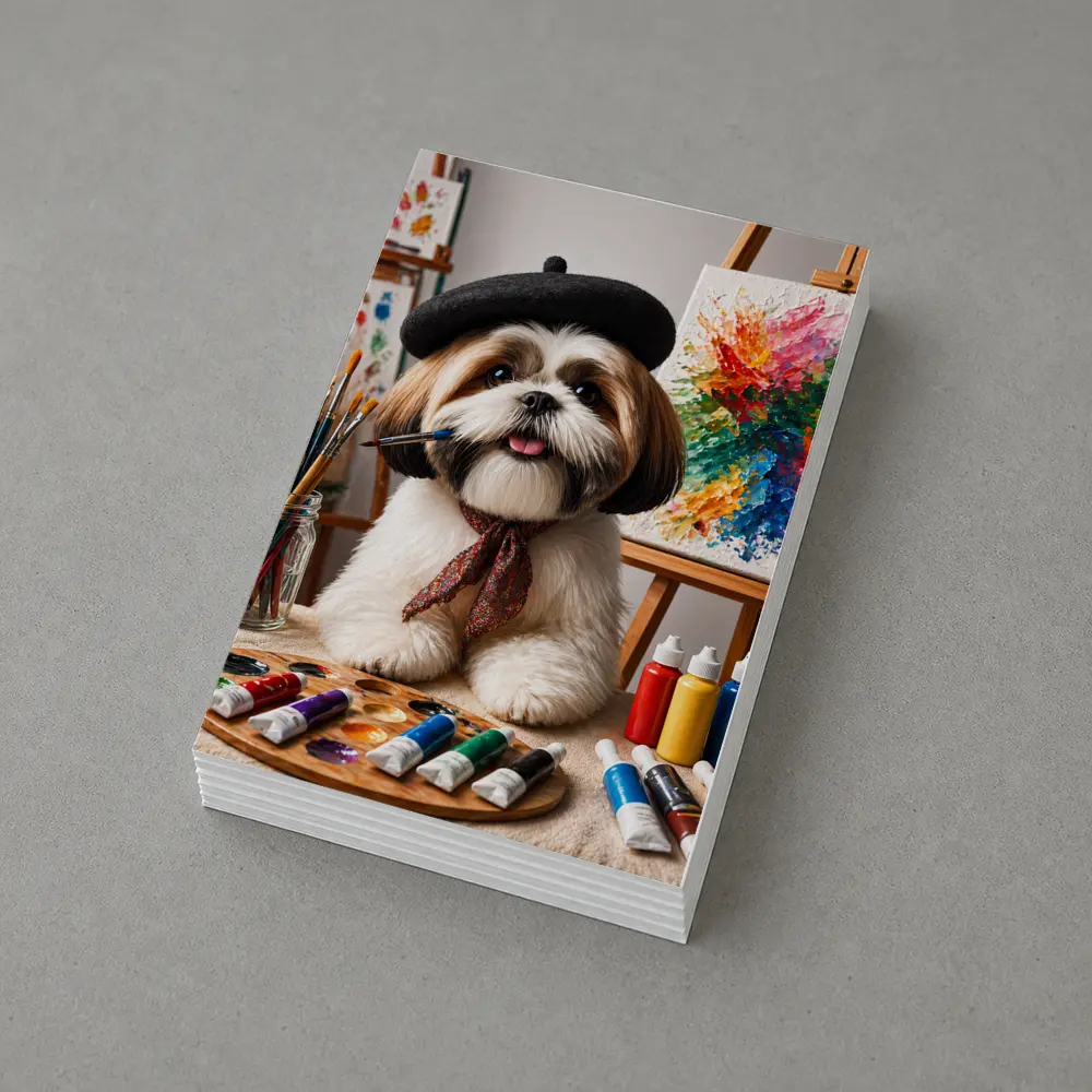 Shih Tzu Artist Painting Colorful Canvas Studio – Postcards